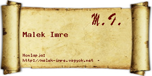 Malek Imre névjegykártya